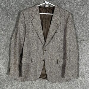 Yorkshire Tweed MOON Blazer Mens 44R Brown Wool‎ Sport Coat England Kuppenheimer